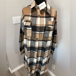 Plaid Button-Up Women's Coat